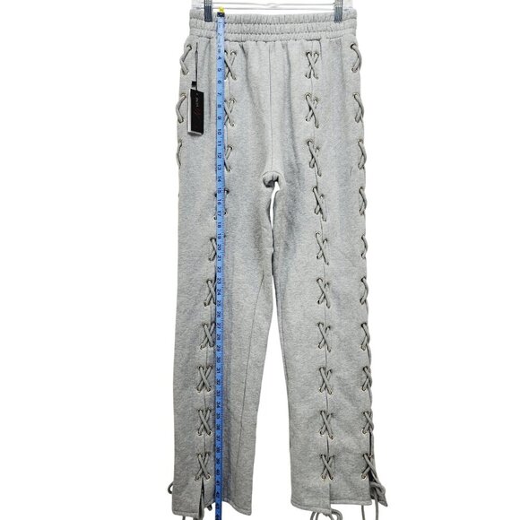 Luxe Allure Lace-Up Grey Womens Sweatpants Size XL - Picture 9 of 13